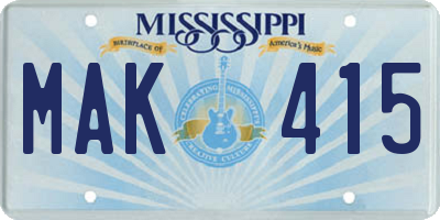 MS license plate MAK415