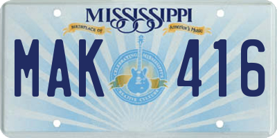 MS license plate MAK416