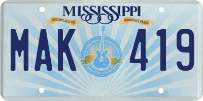 MS license plate MAK419
