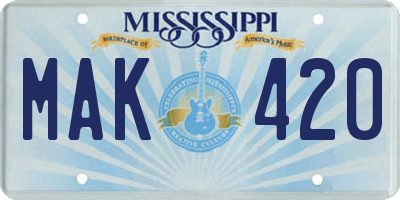 MS license plate MAK420
