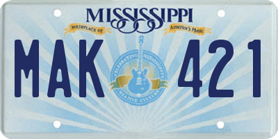 MS license plate MAK421