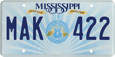 MS license plate MAK422
