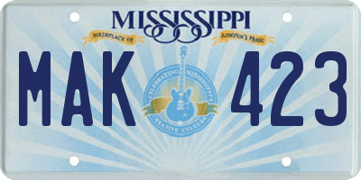 MS license plate MAK423