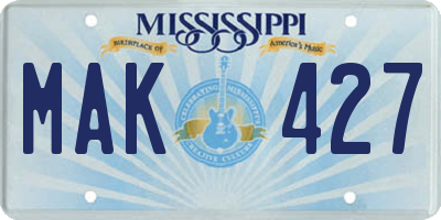 MS license plate MAK427