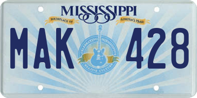 MS license plate MAK428