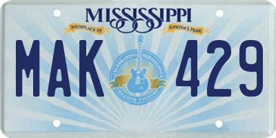 MS license plate MAK429