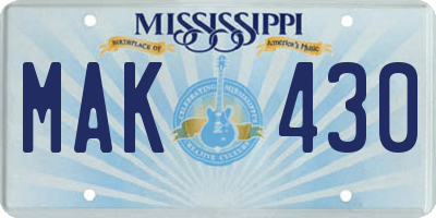 MS license plate MAK430