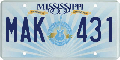 MS license plate MAK431