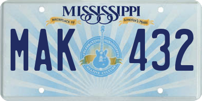 MS license plate MAK432