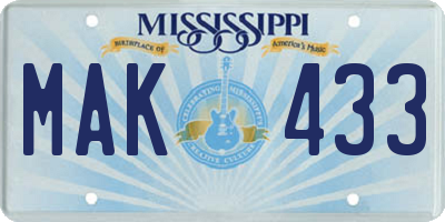 MS license plate MAK433