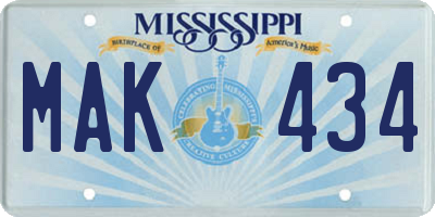 MS license plate MAK434