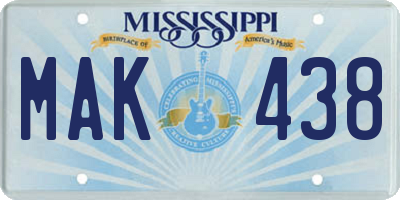 MS license plate MAK438