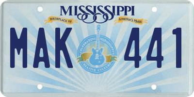 MS license plate MAK441