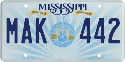 MS license plate MAK442
