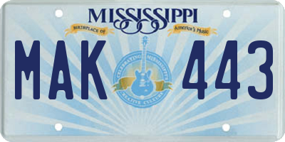 MS license plate MAK443