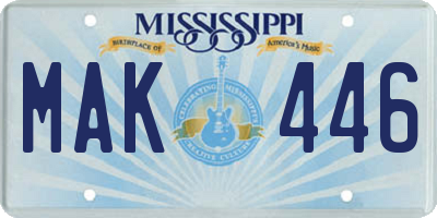 MS license plate MAK446