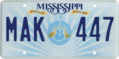 MS license plate MAK447