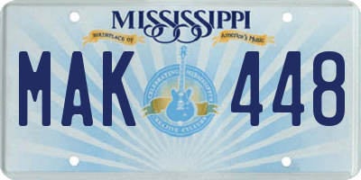 MS license plate MAK448