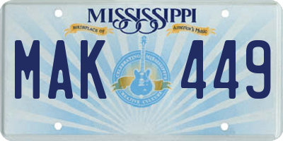 MS license plate MAK449