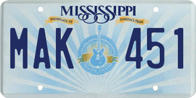 MS license plate MAK451