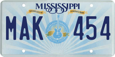 MS license plate MAK454
