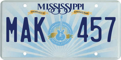 MS license plate MAK457