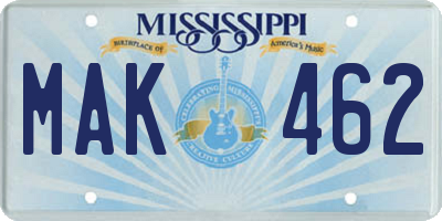 MS license plate MAK462
