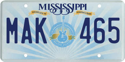 MS license plate MAK465