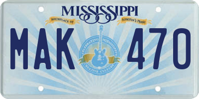 MS license plate MAK470
