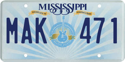 MS license plate MAK471
