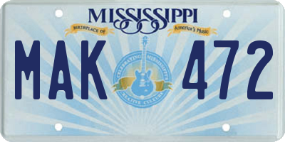 MS license plate MAK472