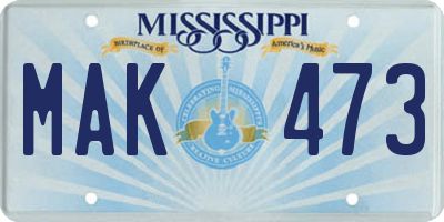 MS license plate MAK473