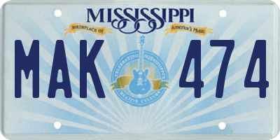 MS license plate MAK474