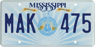 MS license plate MAK475