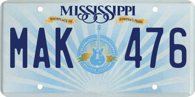 MS license plate MAK476