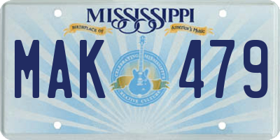 MS license plate MAK479
