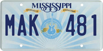 MS license plate MAK481