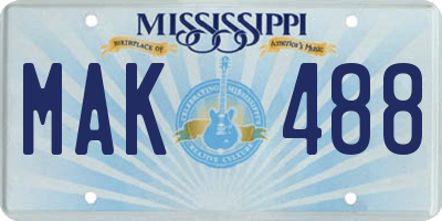 MS license plate MAK488