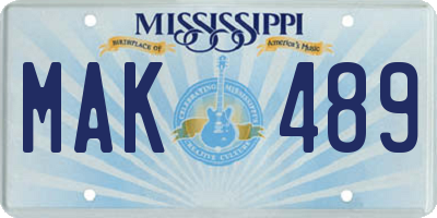 MS license plate MAK489