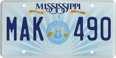 MS license plate MAK490