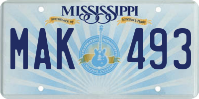 MS license plate MAK493