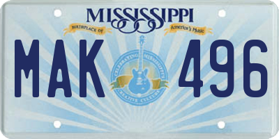 MS license plate MAK496