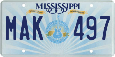 MS license plate MAK497