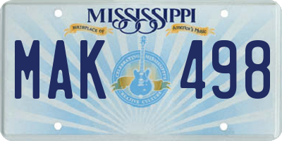 MS license plate MAK498