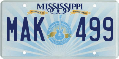 MS license plate MAK499