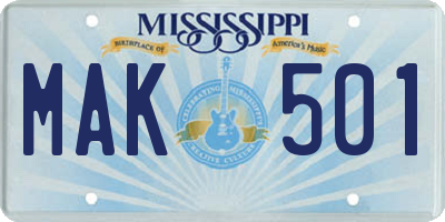 MS license plate MAK501