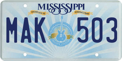 MS license plate MAK503