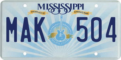 MS license plate MAK504