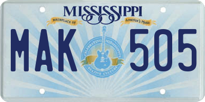 MS license plate MAK505