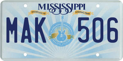 MS license plate MAK506